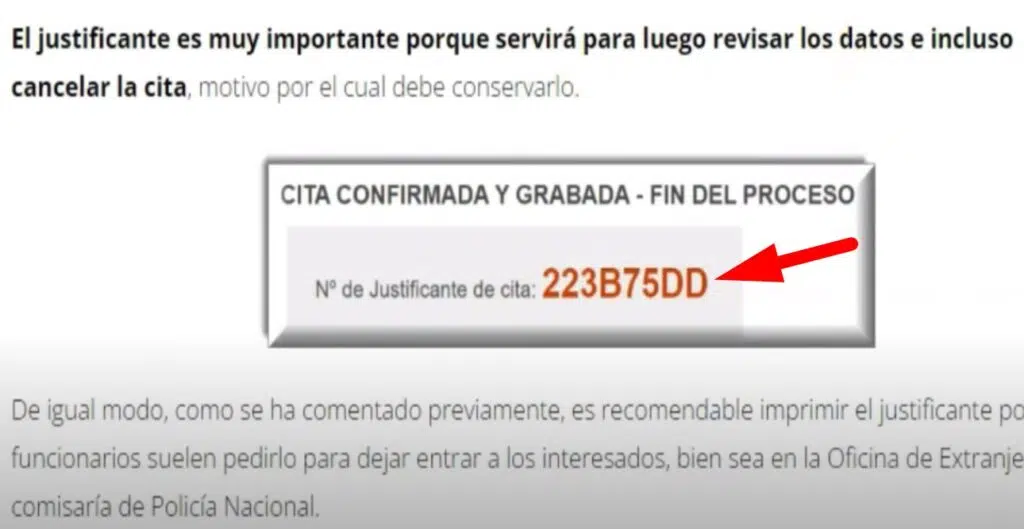 Cita Extranjeria Numero de justificante